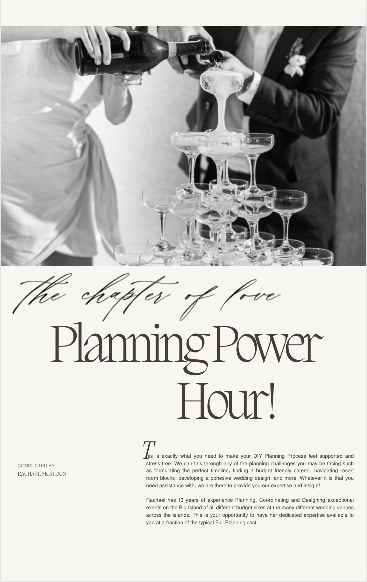 Planning Power Hour -A One Hour Planning Session with an Expert Big Island Wedding Planner